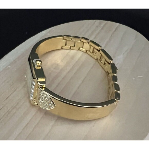 MZ Berger Cherish Women’s Gold and Heart Rhinestone Quartz Wristwatch IOB - Picture 3 of 13